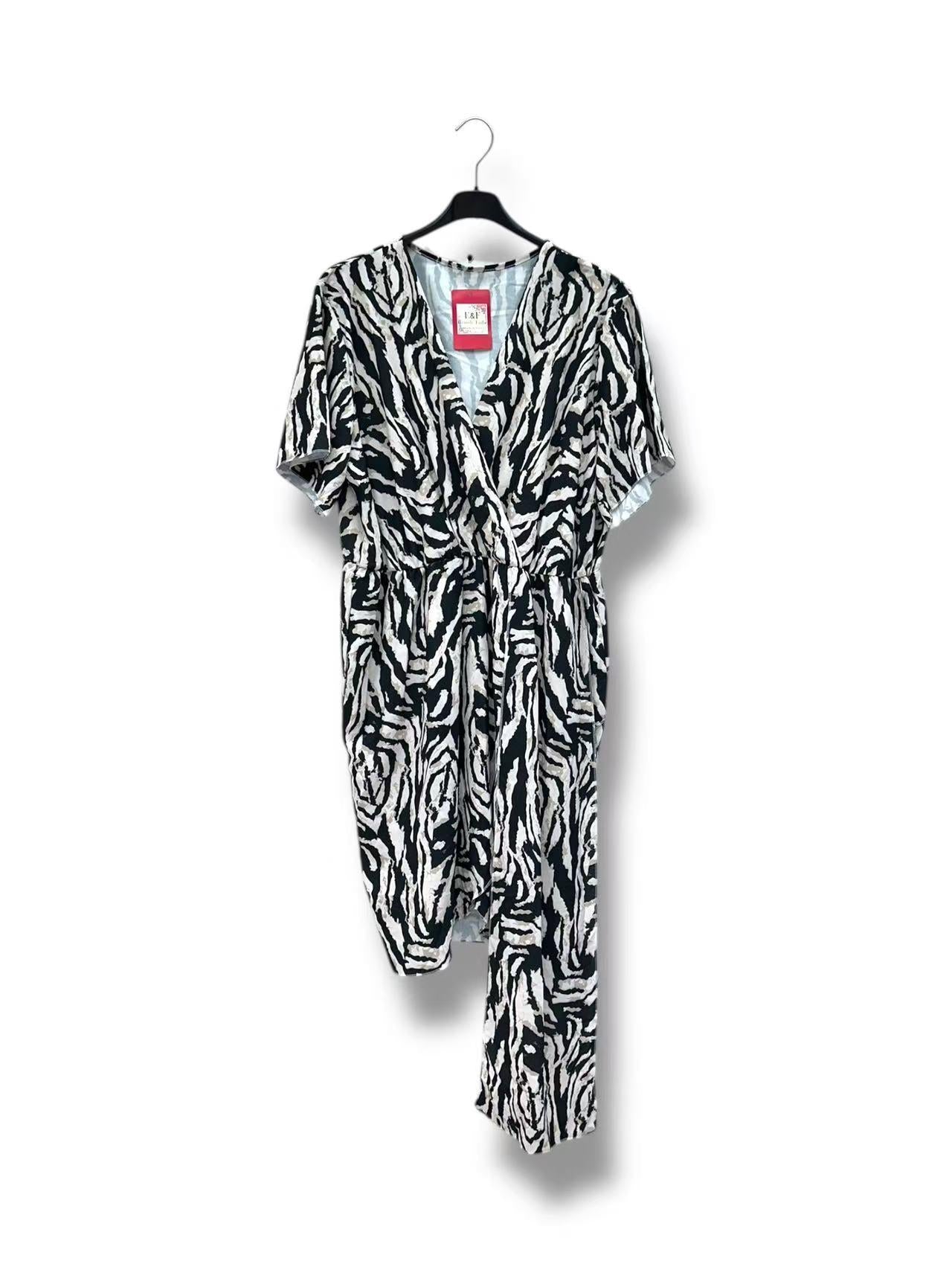 Robe Col V Imprimée Manches Courtes