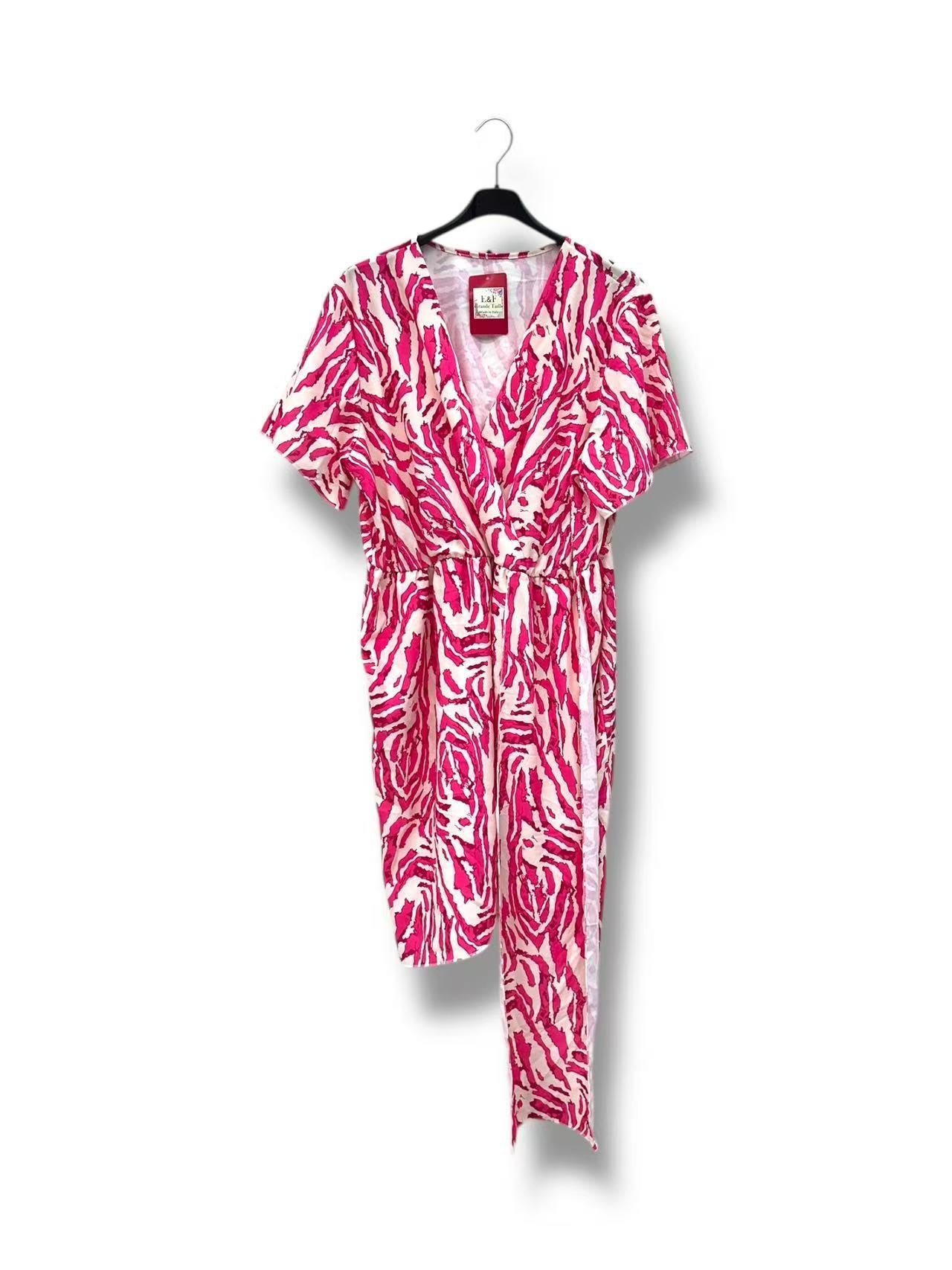 Robe Col V Imprimée Manches Courtes