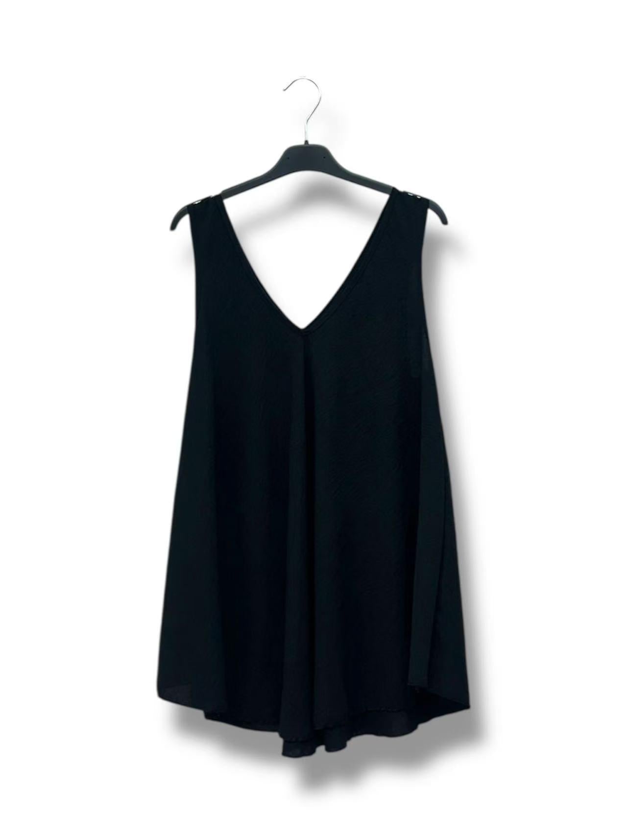 Top Col V sans Manches, Uni