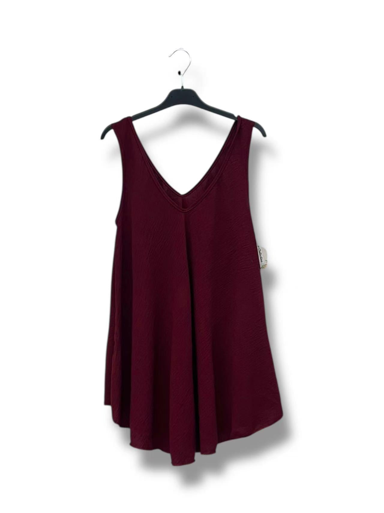 Top Col V sans Manches, Uni