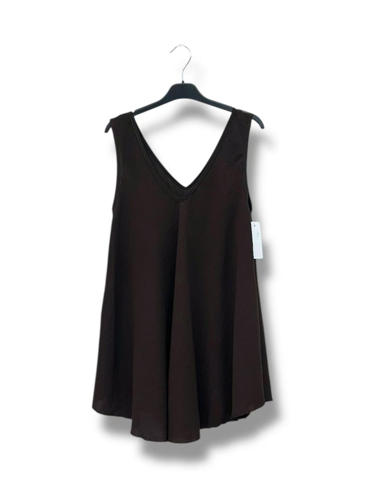Top Col V sans Manches, Uni