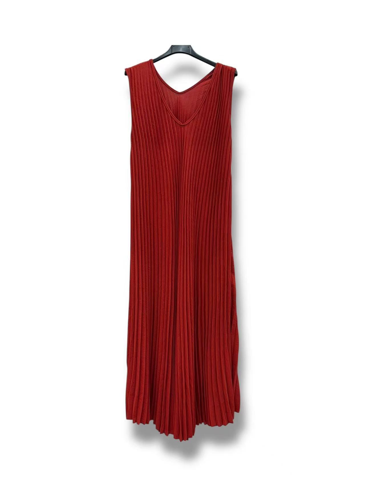 Robe Col V Plissés Uni