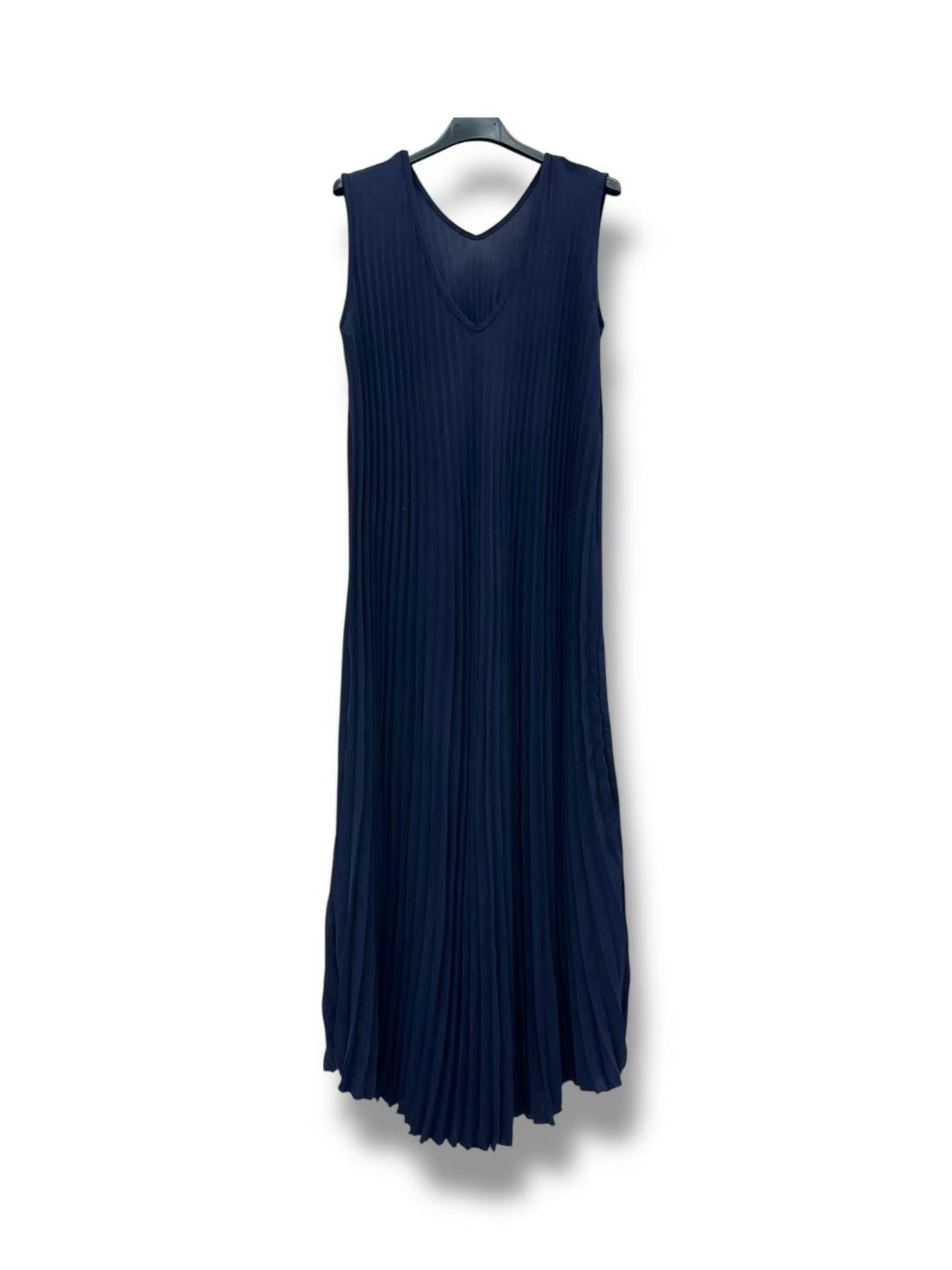Robe Col V Plissés Uni