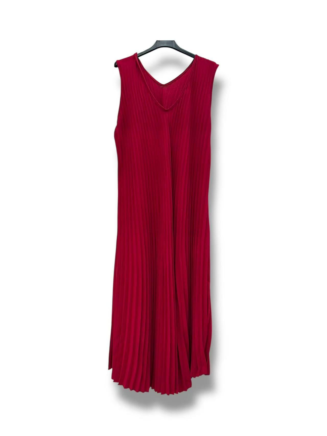 Robe Col V Plissés Uni