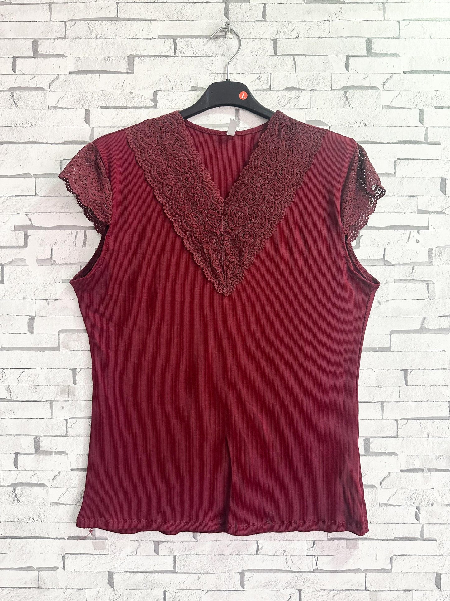 T-shirt Col V , Manches Courtes