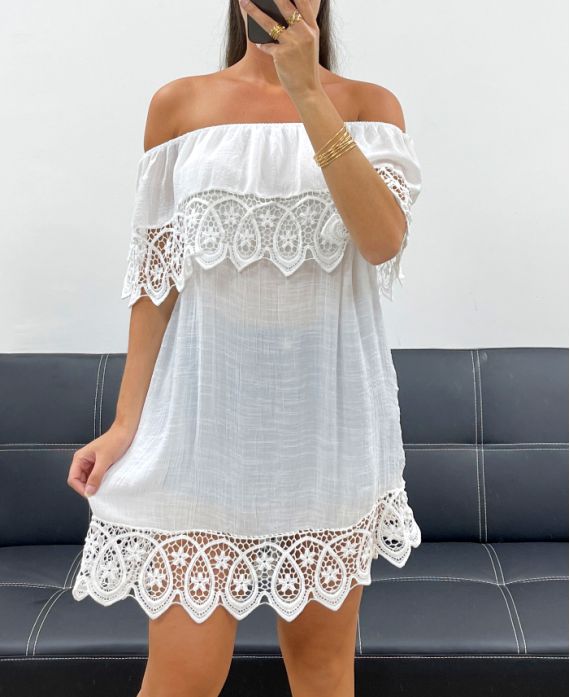 "Collection Bohême" Robe de Plage avec Dentelle