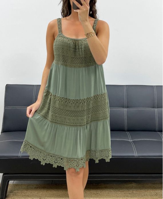"Collection Bohême" Robe Empiècement Dentelle