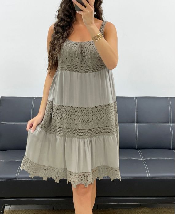 "Collection Bohême" Robe Empiècement Dentelle