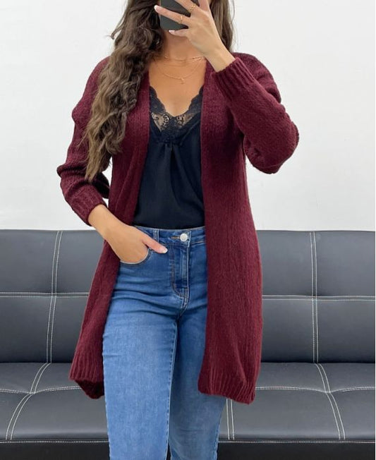 Gilet Doux en Laine, Mi-Long