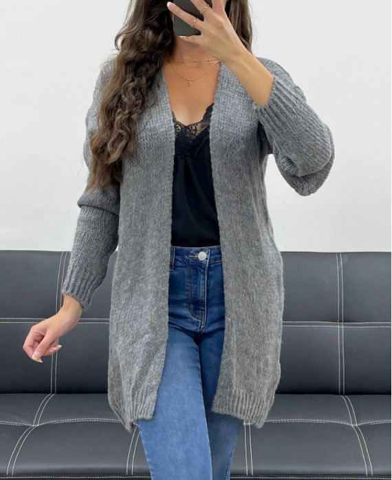 Gilet Doux en Laine, Mi-Long