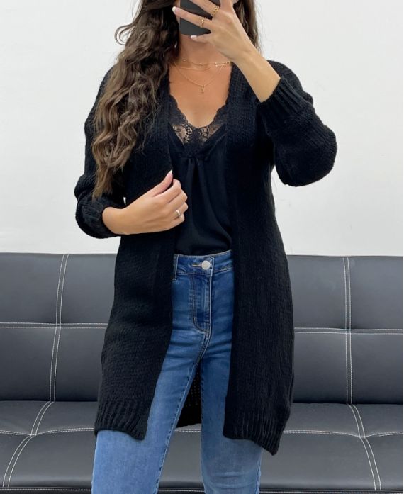 Gilet Doux en Laine, Mi-Long