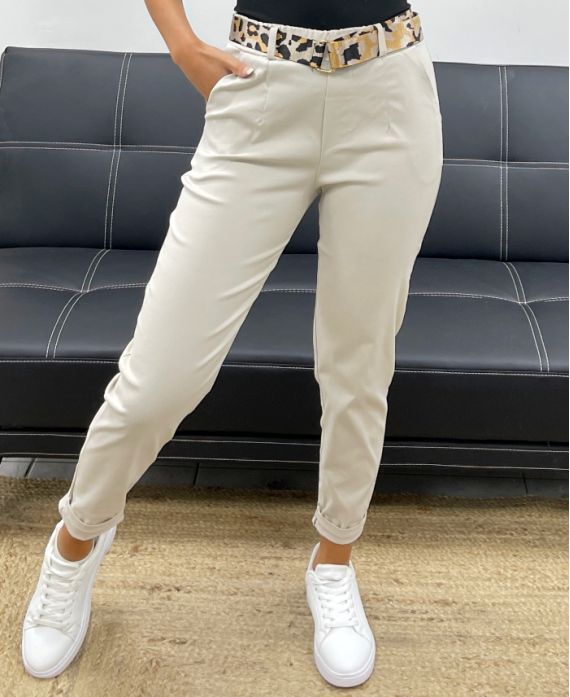 Pantalon 2 Poches + Ceinture Léopard