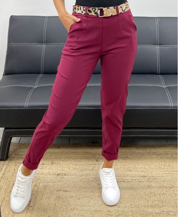Pantalon 2 Poches + Ceinture Léopard