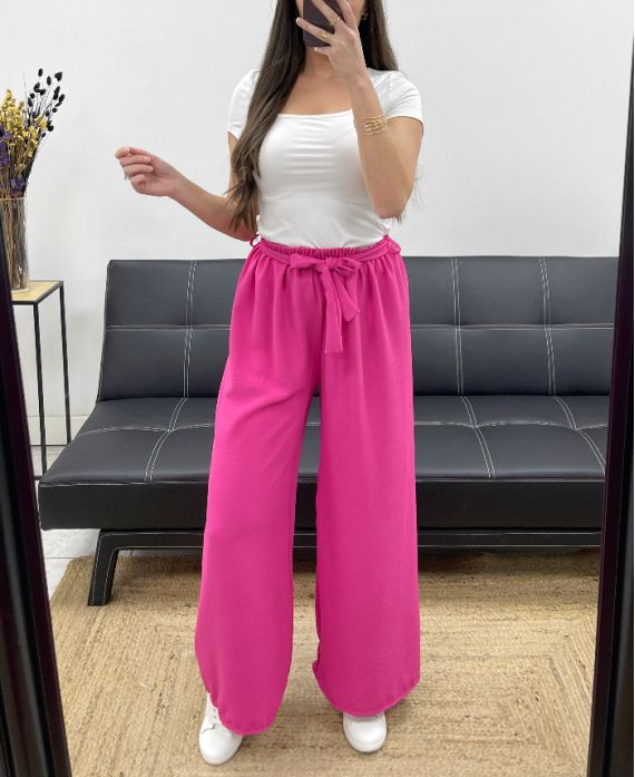 Pantalon Ample Fluide, Ceinture à Nouer