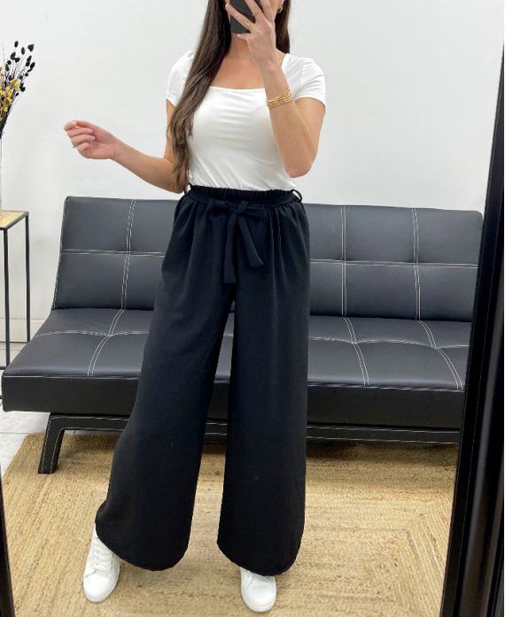 Pantalon Ample Fluide, Ceinture à Nouer
