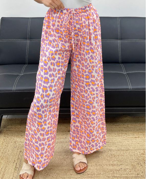 Pantalon Gaze de Coton Léo Fluo
