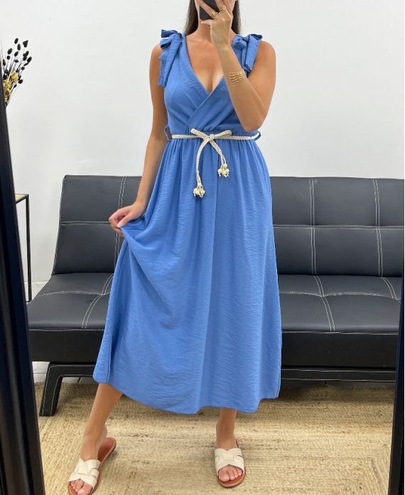 Robe Longue Encolure V avec deux Noeuds