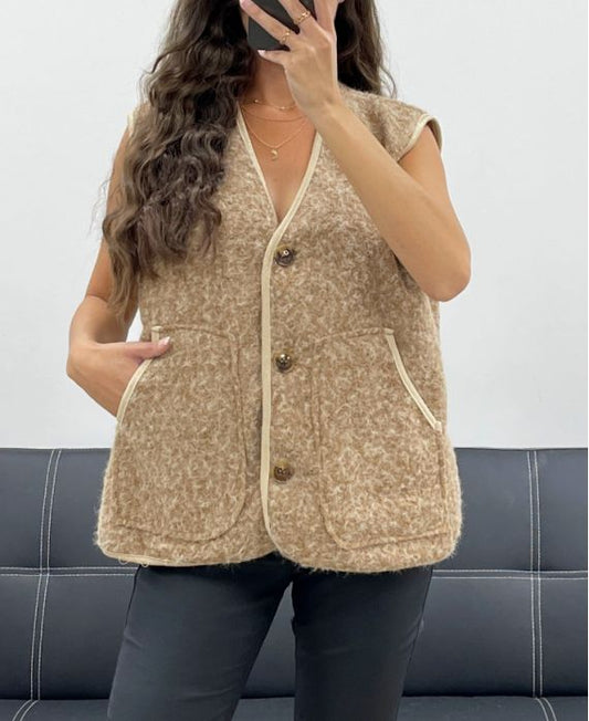 Veste Sans Manches Liseré avec 2 Poches