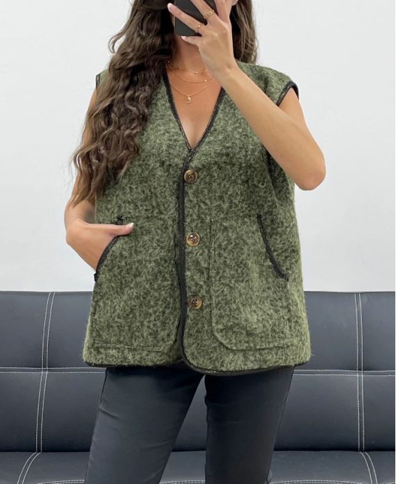 Veste Sans Manches Liseré avec 2 Poches