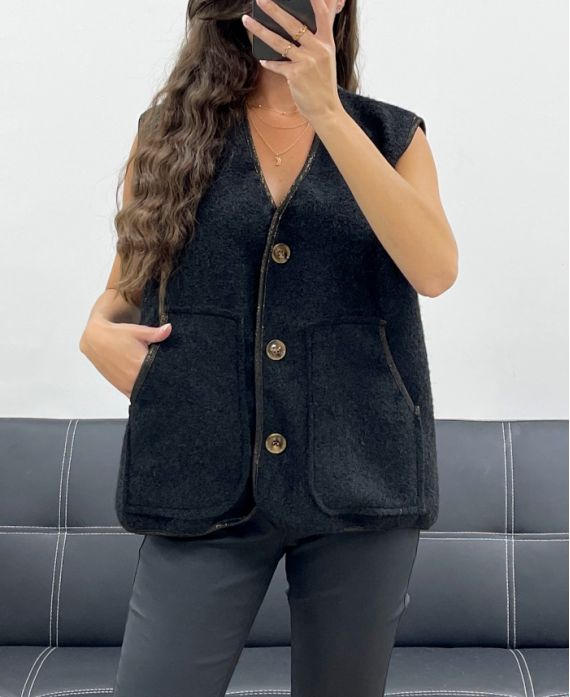 Veste Sans Manches Liseré avec 2 Poches
