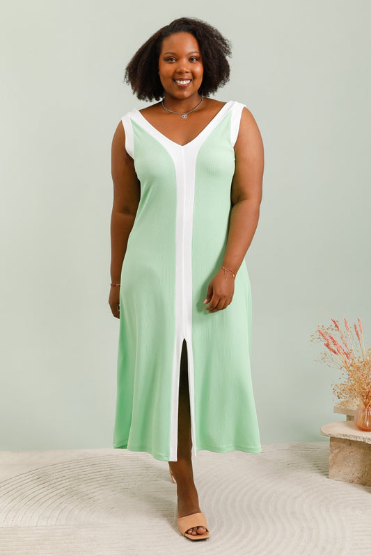 Robe Col V, Evasée Fluide