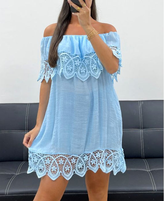 "Collection Bohême" Robe de Plage avec Dentelle