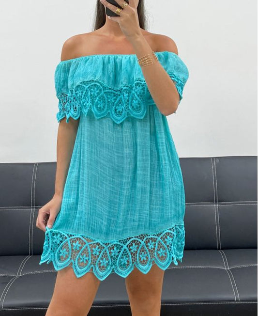 "Collection Bohême" Robe de Plage avec Dentelle