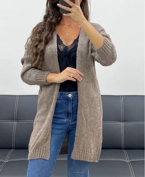 Gilet Doux en Laine, Mi-Long
