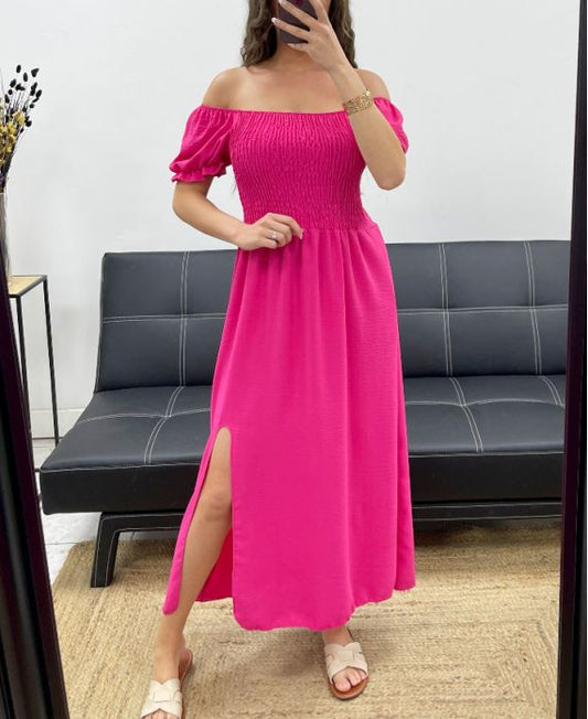 Robe Longue Elastiquée avec Fente